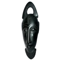 Masque africaine en bois d'ébène - sculpture tête barbue afrique ethnique 20.5 x 6.5