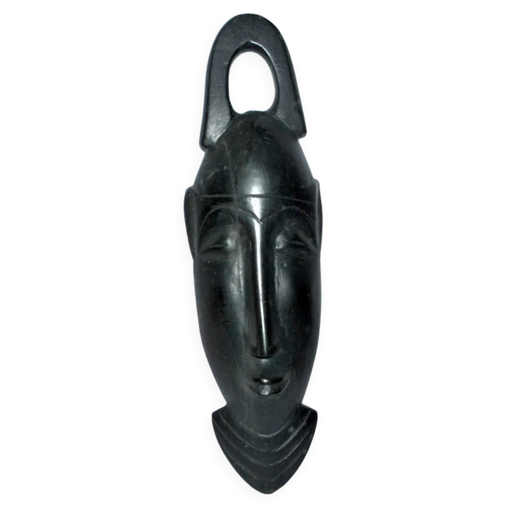 Masque Africain en ébène - Sculpture tête barbue AFRIQUE ETHNIQUE 22.5x7