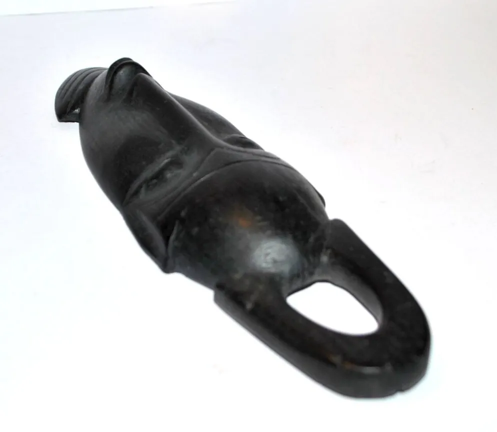 Masque Africain en ébène - Sculpture tête barbue AFRIQUE ETHNIQUE 22.5x7