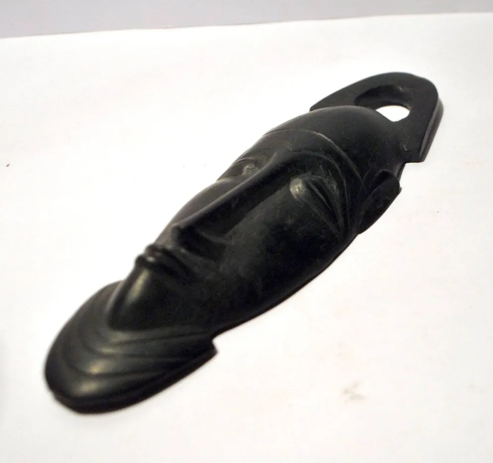Masque africain en bois d'ébène - tête barbue vintage afrique ethnique 22x7