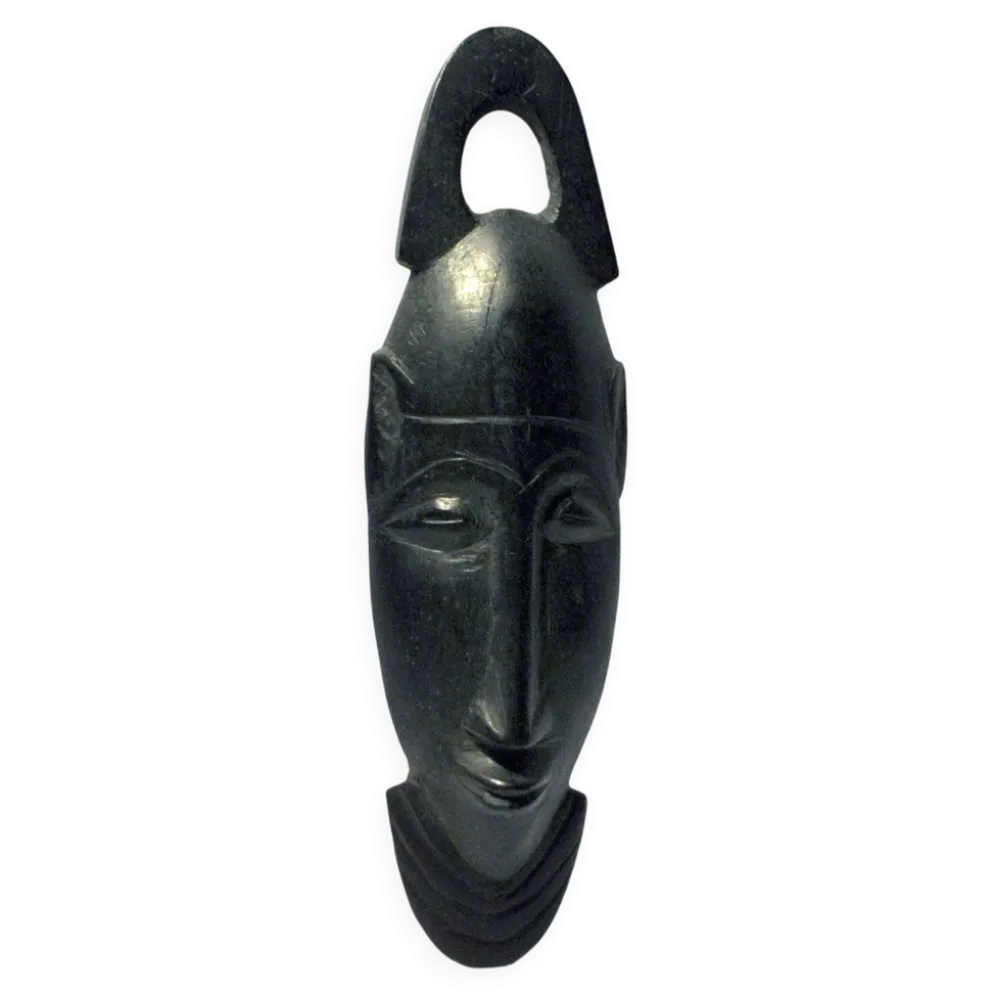 Masque africain en bois d'ébène - tête barbue vintage afrique ethnique 22x7