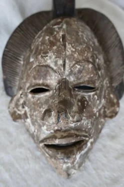 Masque Africain Vintage Bois Sculpté et Patiné, Gabon, TBE