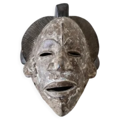 Masque Africain Vintage Bois Sculpté et Patiné, Gabon, TBE