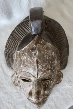 Masque Africain Vintage Bois Sculpté et Patiné, Gabon, TBE