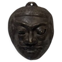 Masque ancien indonésien bronze antique décoration ethnique tribal théâtre
