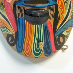 Masque Art populaire du Mexique en terre cuite colorée, années 70