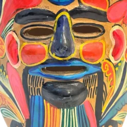 Masque Art populaire du Mexique en terre cuite colorée, années 70