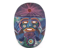 Masque coloré du Mexique en terre cuite, années 70