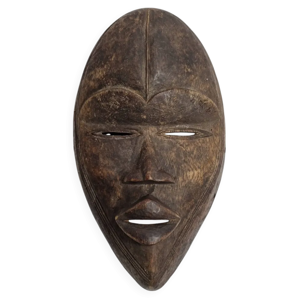 Masque Dan en bois sculpté, patine brune, Côte d’Ivoire, 25 cm