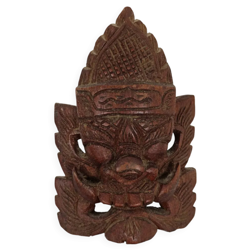 Masque de décoration asiatique en bois sculpté