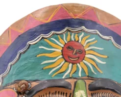 Masque du Mexique en terre cuite colorée, années 70