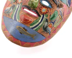 Masque du Mexique en terre cuite colorée, années 70