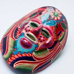 Masque du Mexique en terre cuite colorée, années 70, mexicain