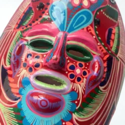 Masque du Mexique en terre cuite colorée, années 70, mexicain