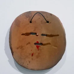 Masque du Mexique en terre cuite colorée, années 70, mexicain