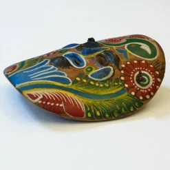 Masque du Mexique en terre cuite colorée, années 70, mexicain