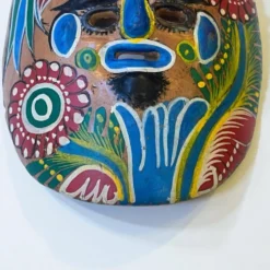 Masque du Mexique en terre cuite colorée, années 70, mexicain
