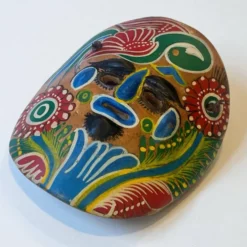 Masque du Mexique en terre cuite colorée, années 70, mexicain