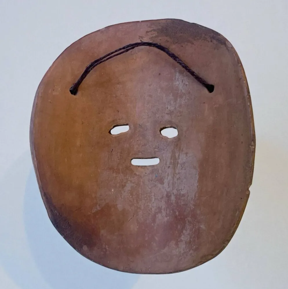 Masque du Mexique en terre cuite colorée, années 70, mexicain