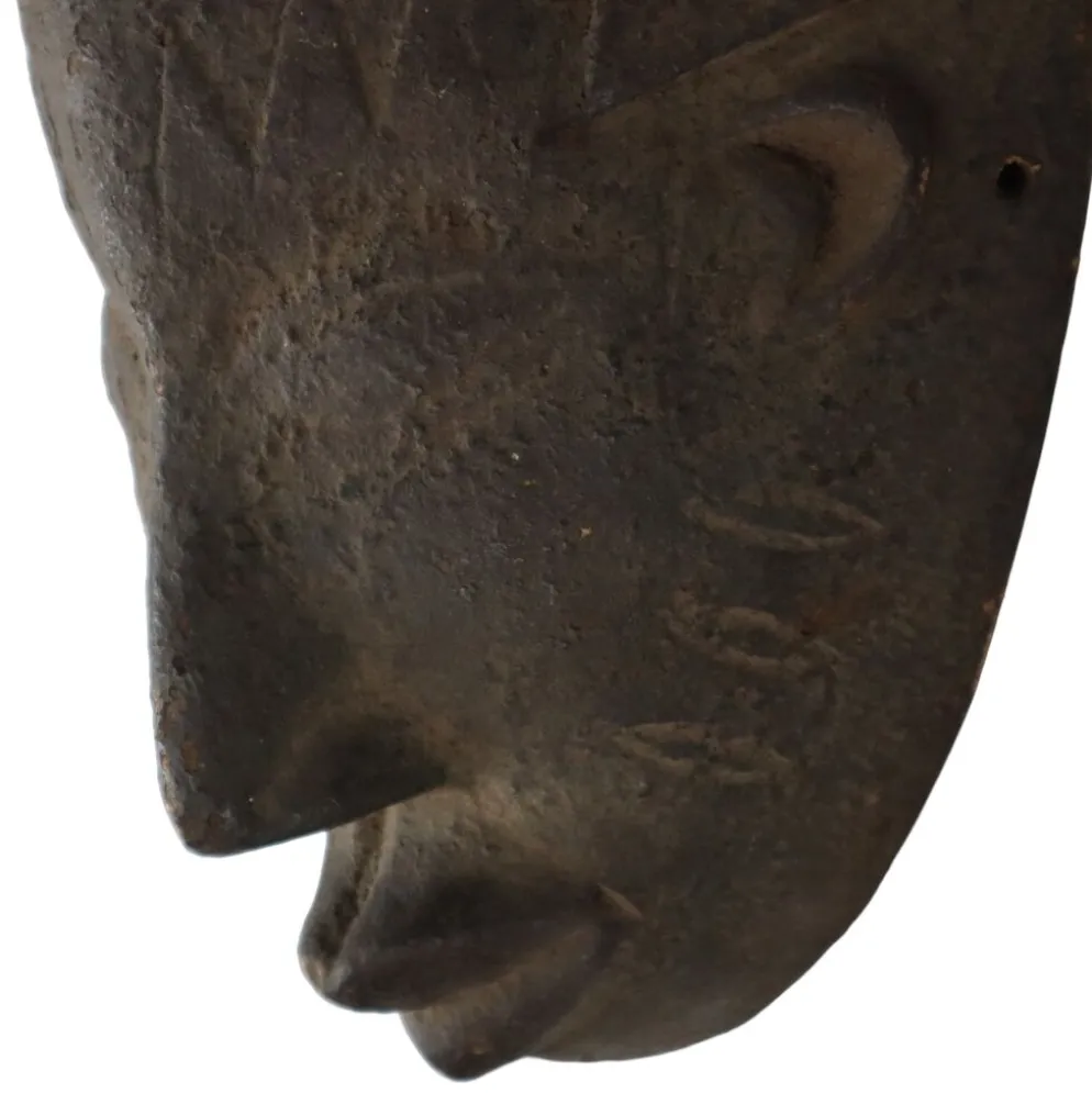 Masque en bois vintage Afrique Art Tribal Cérémonial Congo 38cm