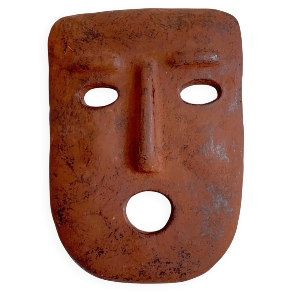 Masque en terre cuite italienne, années 60