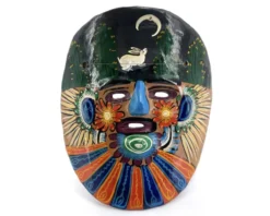 Masque mexicain coloré en céramique, années 70