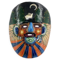 Masque mexicain coloré en céramique, années 70