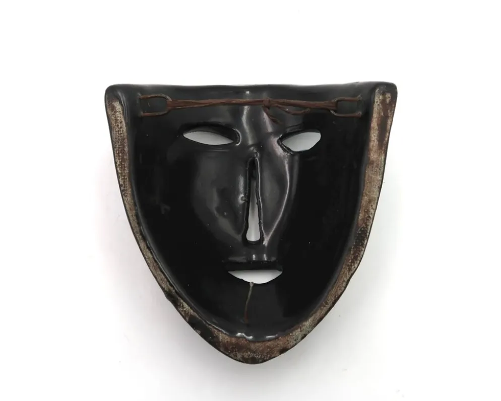 Masque mural Accolay en céramique noire, années 60