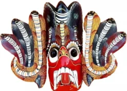 Masque mural Bois sculpté polychrome