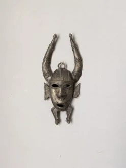 Masque mural en bronze artisanal art africain sénoufo