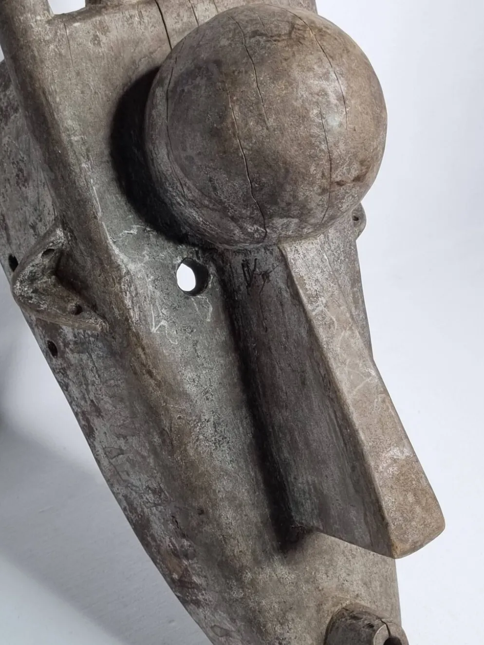 Masque N'Tomo Bambara, Mali, Bois Sculpté, Patine Ancienne, XXe, 64 cm