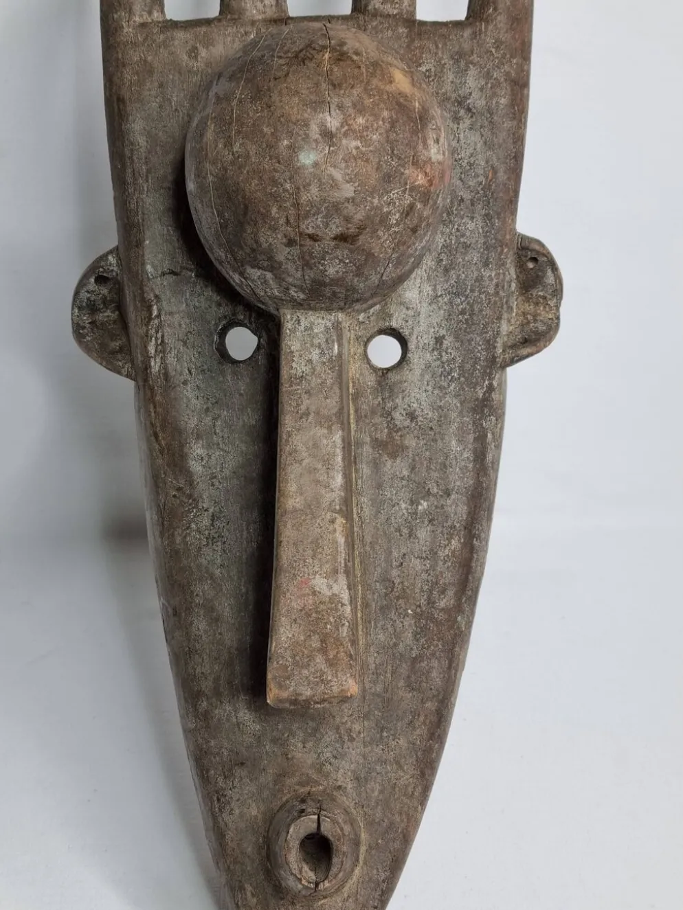 Masque N'Tomo Bambara, Mali, Bois Sculpté, Patine Ancienne, XXe, 64 cm