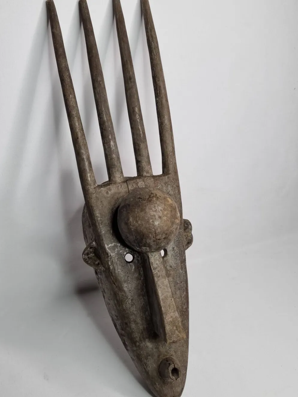 Masque N'Tomo Bambara, Mali, Bois Sculpté, Patine Ancienne, XXe, 64 cm