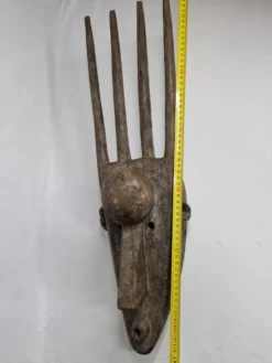 Masque N'Tomo Bambara, Mali, Bois Sculpté, Patine Ancienne, XXe, 64 cm