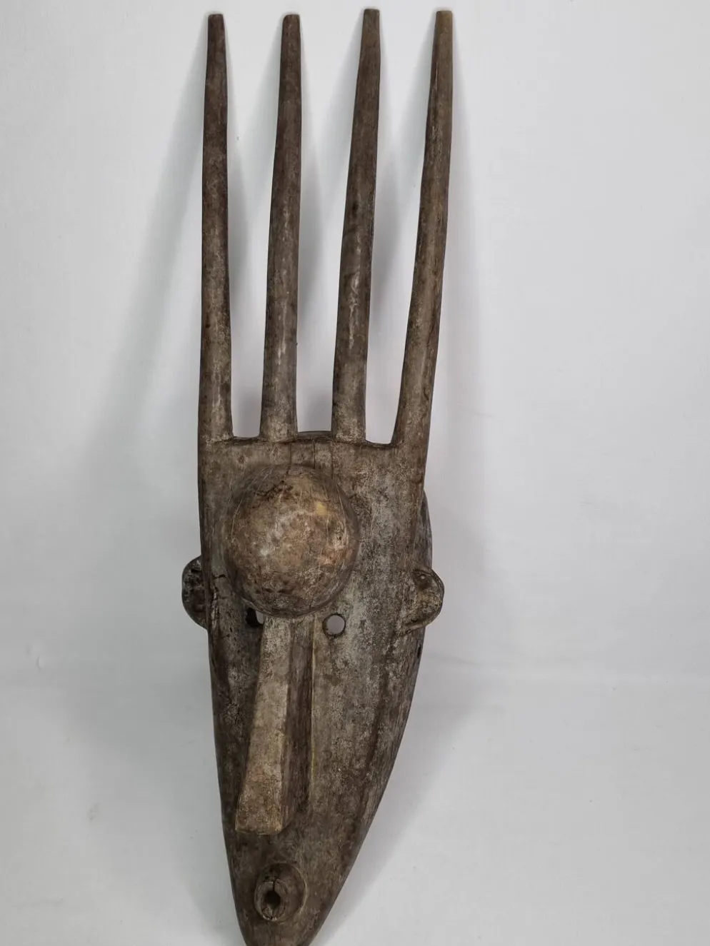 Masque N'Tomo Bambara, Mali, Bois Sculpté, Patine Ancienne, XXe, 64 cm