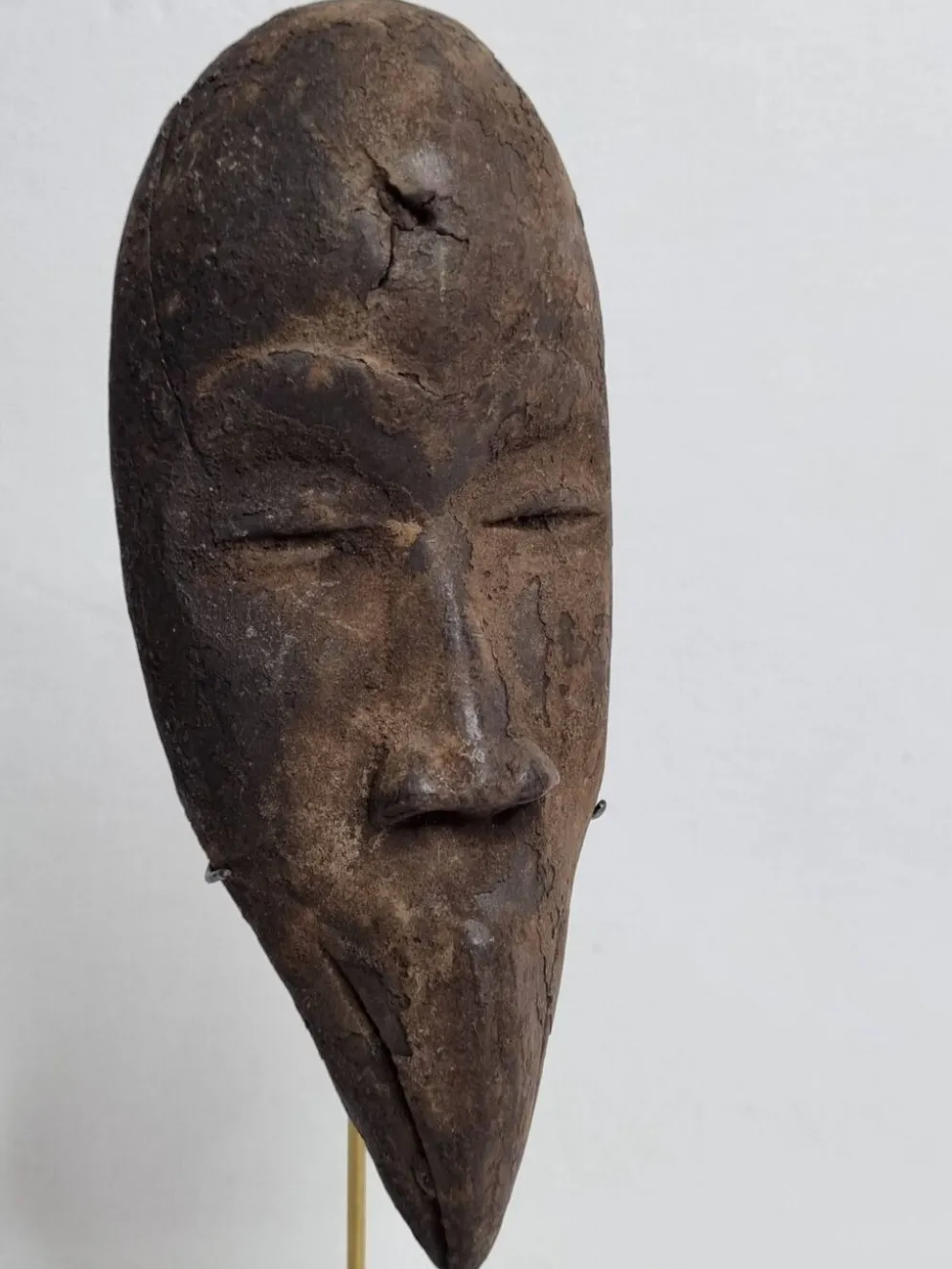Masque passeport africain ancien Dan Mahou à long bec, 19 cm