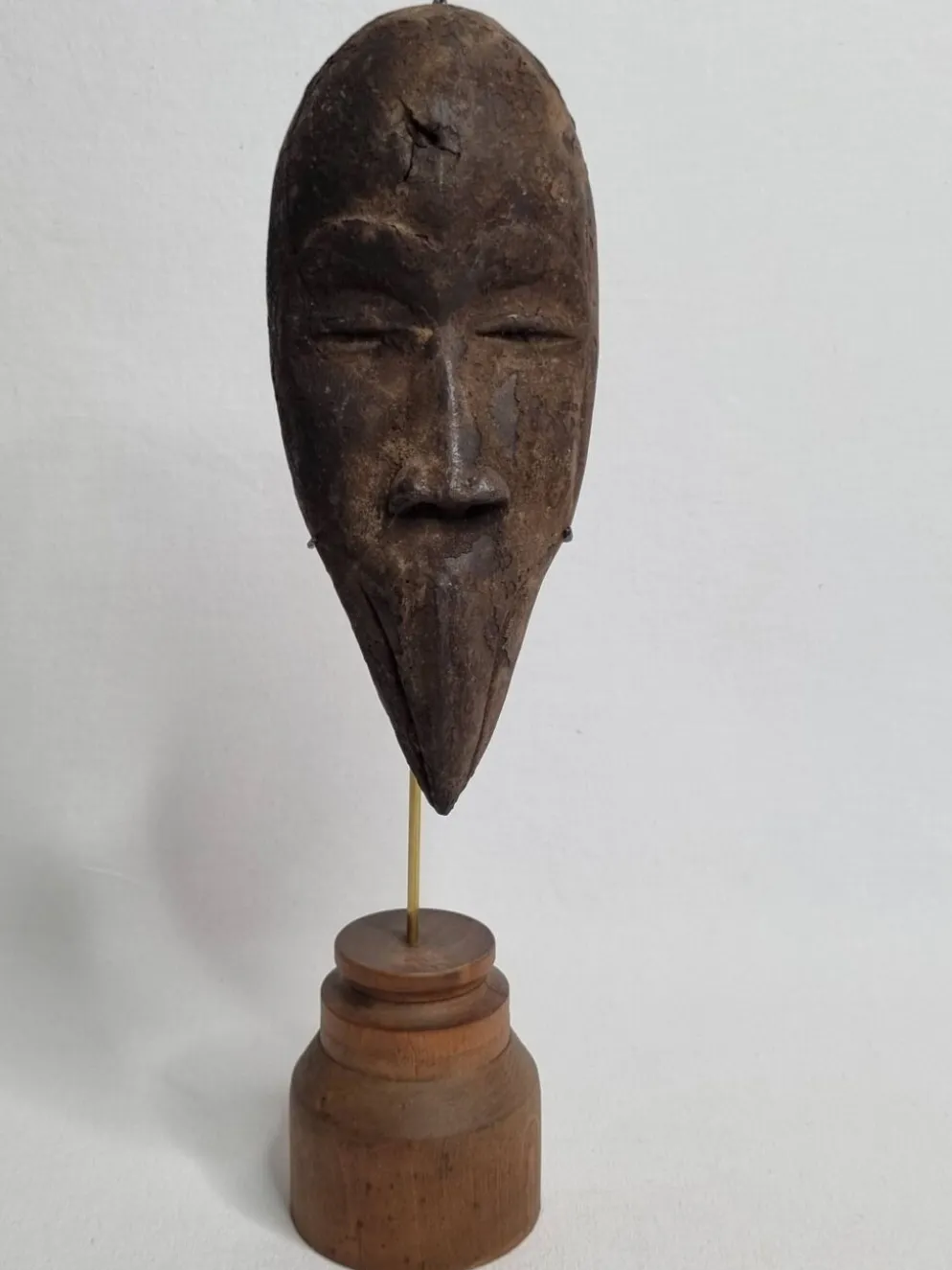 Masque passeport africain ancien Dan Mahou à long bec, 19 cm