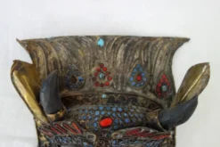 Masque rituel vintage en laiton repoussé Népal/Tibet