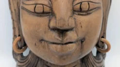 Masque Sculptural Bois - Visage & Cobra Royal (Naga) - Art Tribal Indonésie