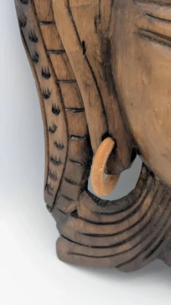 Masque Sculptural Bois - Visage & Cobra Royal (Naga) - Art Tribal Indonésie