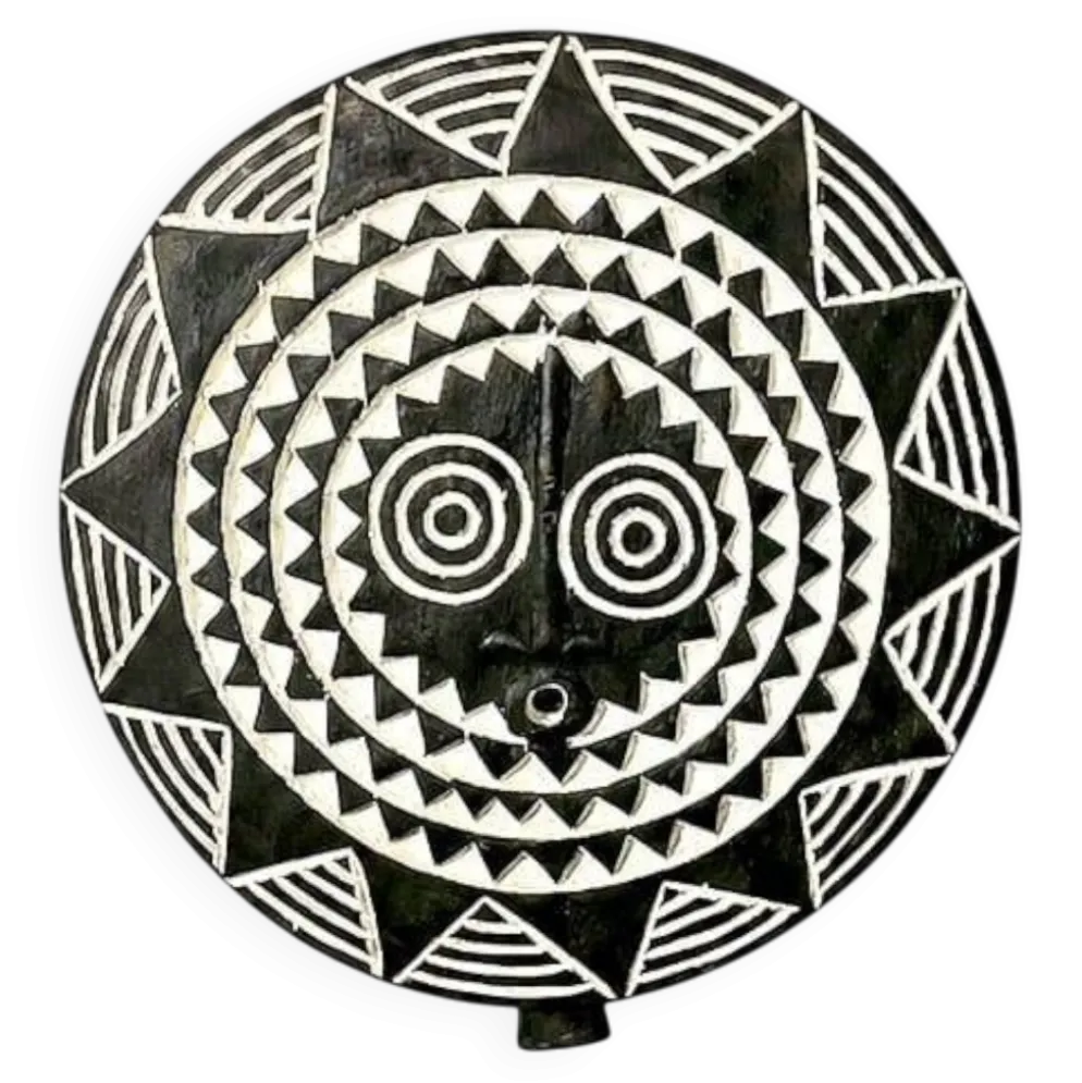 Masque solaire tribal Ø40cm — Le cinquième rituel