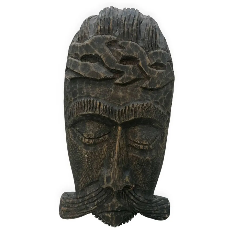 Masque tribal africain en bois sculpté – art ethnique décoratif