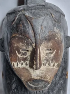 Masque tribal ancien Fang Ngil,Art africain traditionnel, Gabon, XXe, 40 cm