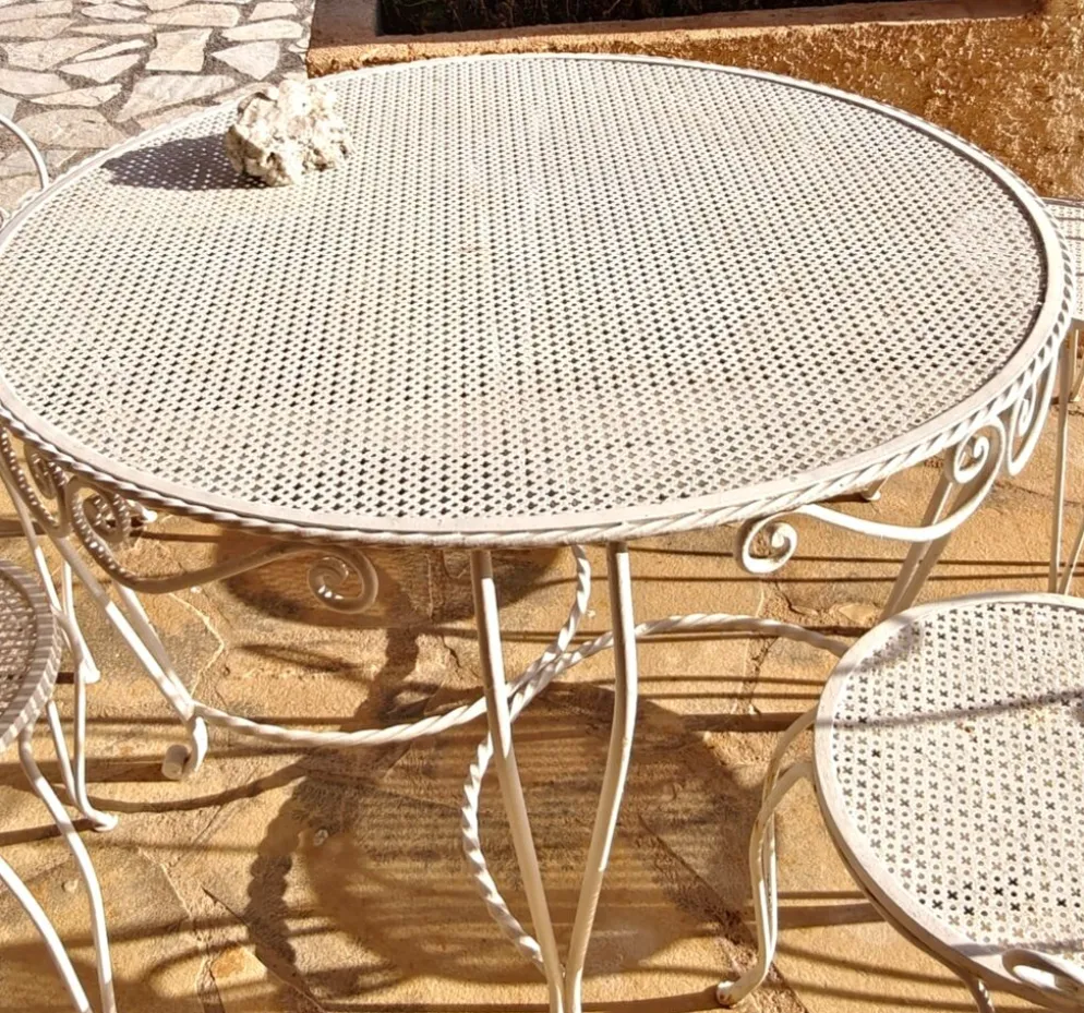 Mathieu Mategot salon de jardin 7 pièces fer forgé 1960