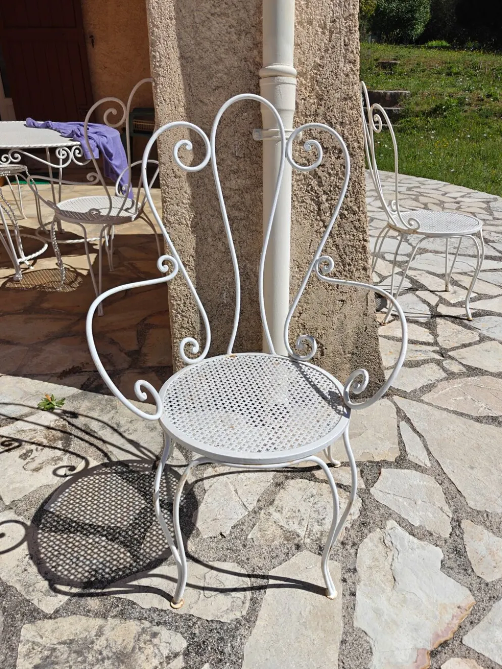 Mathieu Mategot salon de jardin 7 pièces fer forgé 1960