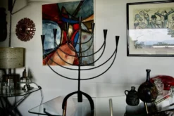 Menorah en fer forgé et battu suéde 1950
