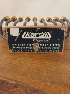 Menorah Hanoukia plaquée or et argent, made in Israël par Karshi, 1970