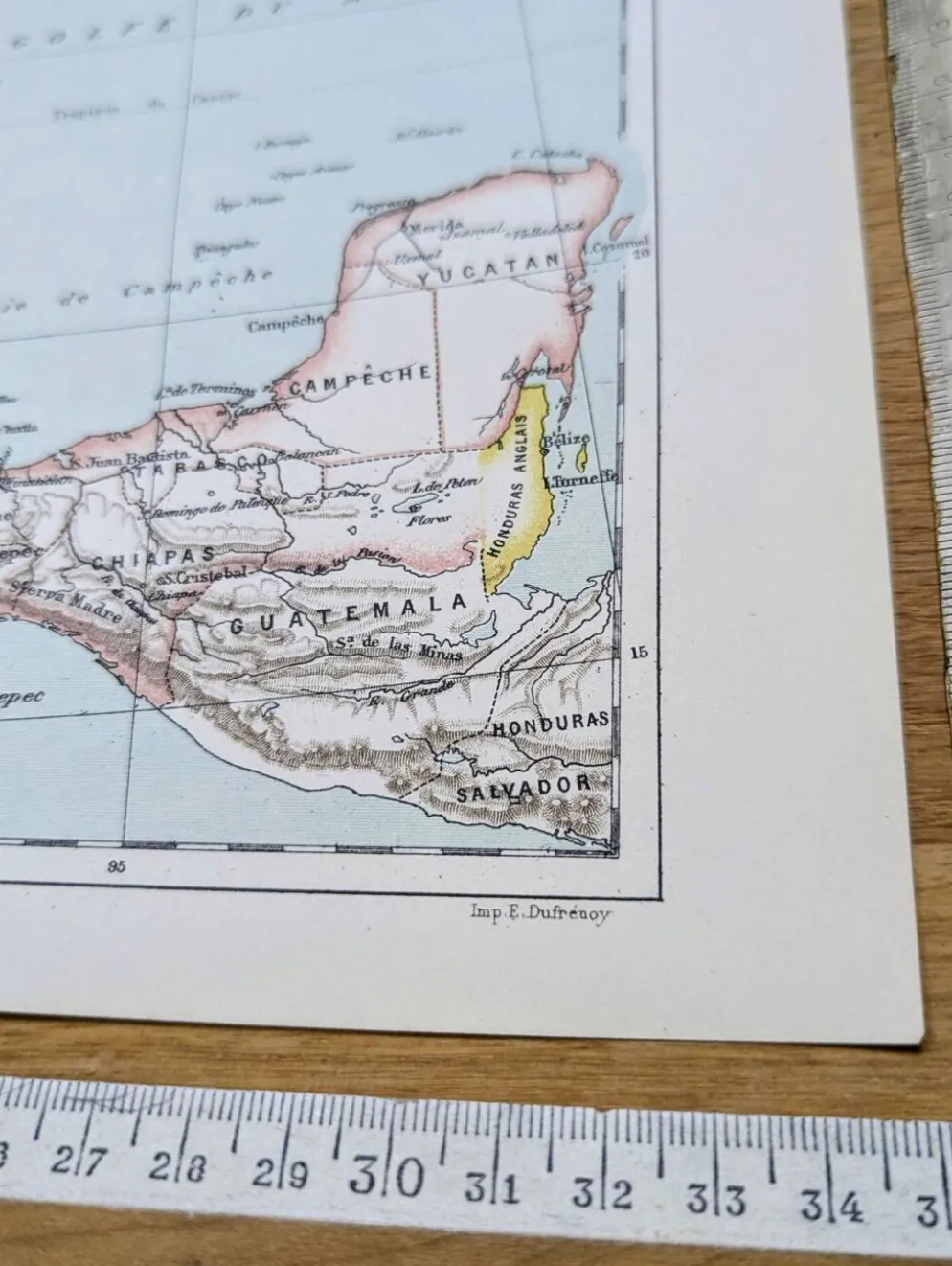 Mexique, carte d'époque, 1887, Authentique.