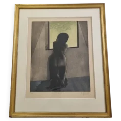 Michel Mathonnat, Une aussi longue attente, Eau-forte signée, 63 x 77 cm