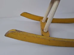 Mid-Century Czechoslovak Wooden Rocking Horse, Hand-Painted, 1960s